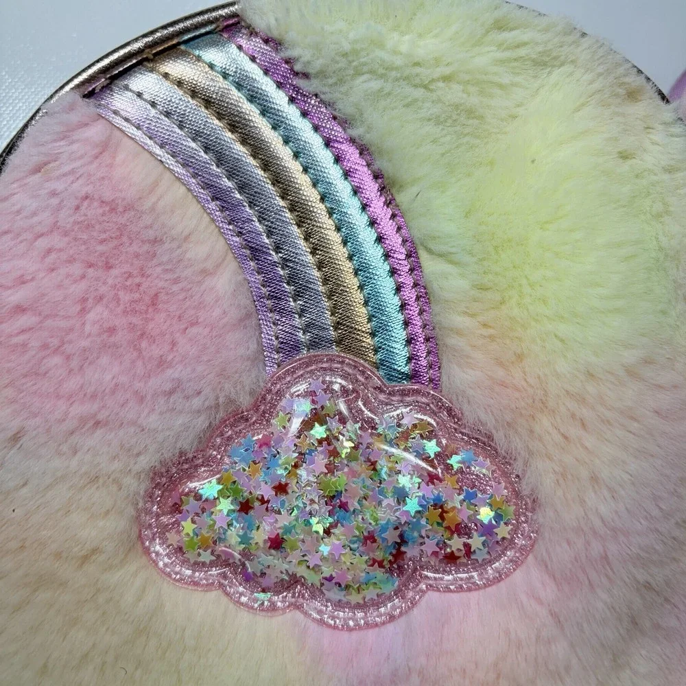 Girls Unicorn Backpack Fuzzy Rainbow Glitter Mini Backpack Kids School Bag